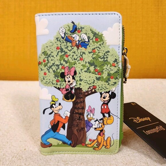 Loungefly Handbags - Loungefly Disney Mickey Mouse & Friends Apple Picking Tree Autumn Flap Wallet